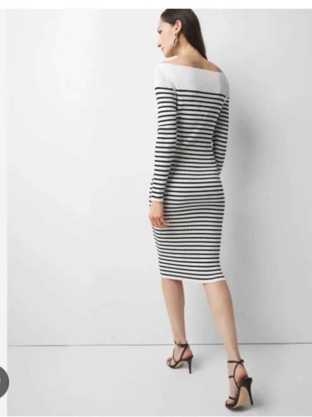 White House Black Market Black & White Striped Crochet Dress Size M